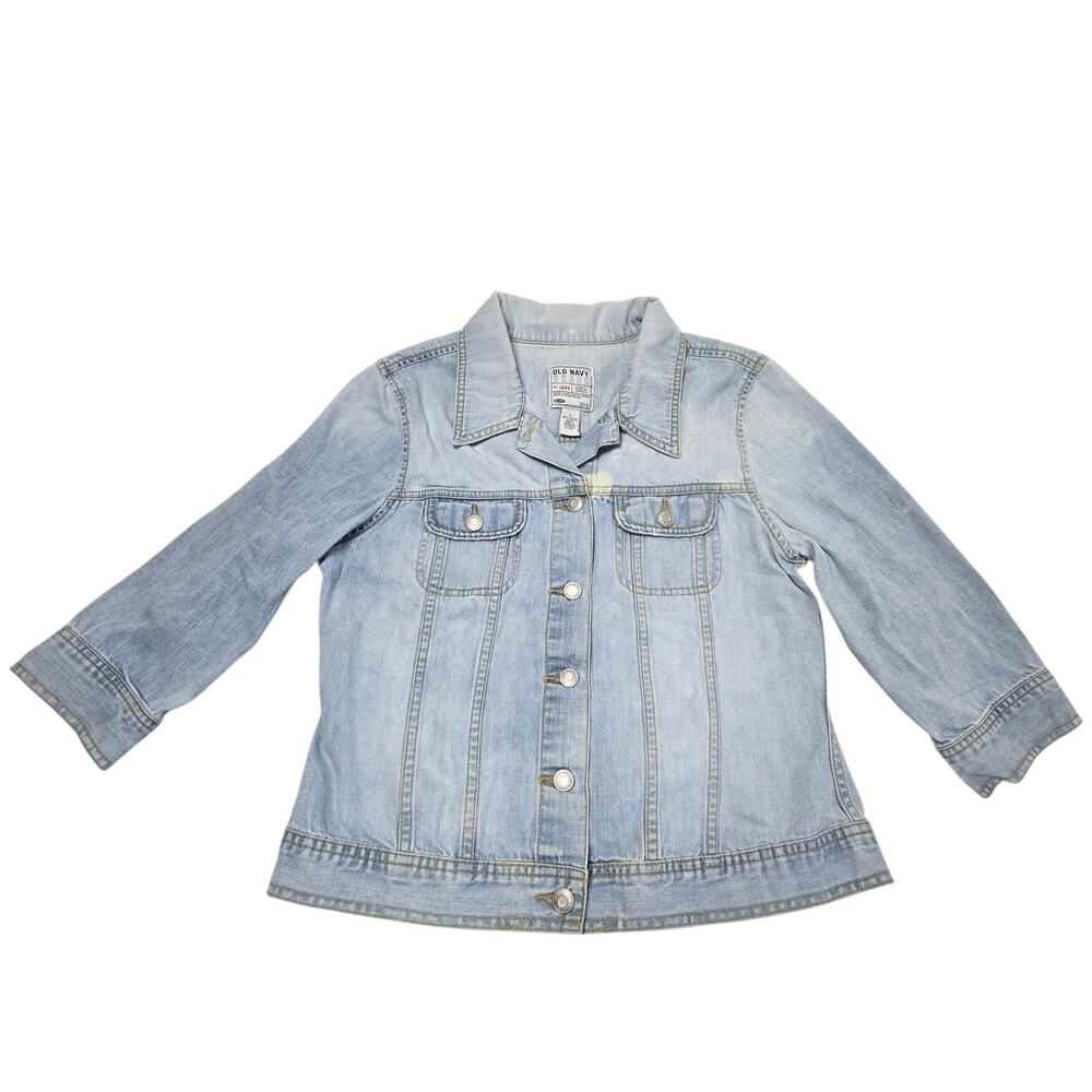 Old Navy Girls Distressed Stonewash Jean Jacket Large